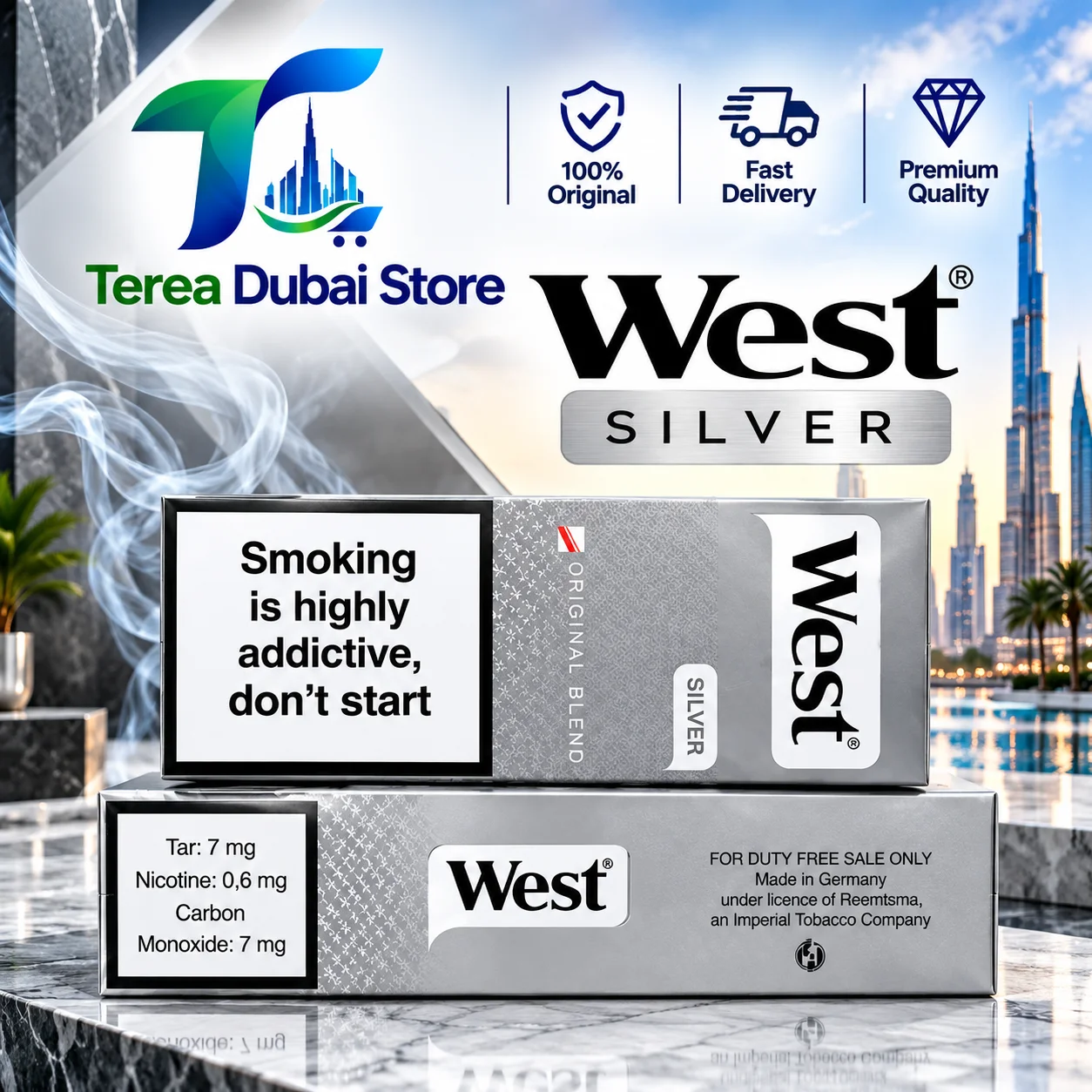 West Silver Dubai UAE | Original Cigarettes