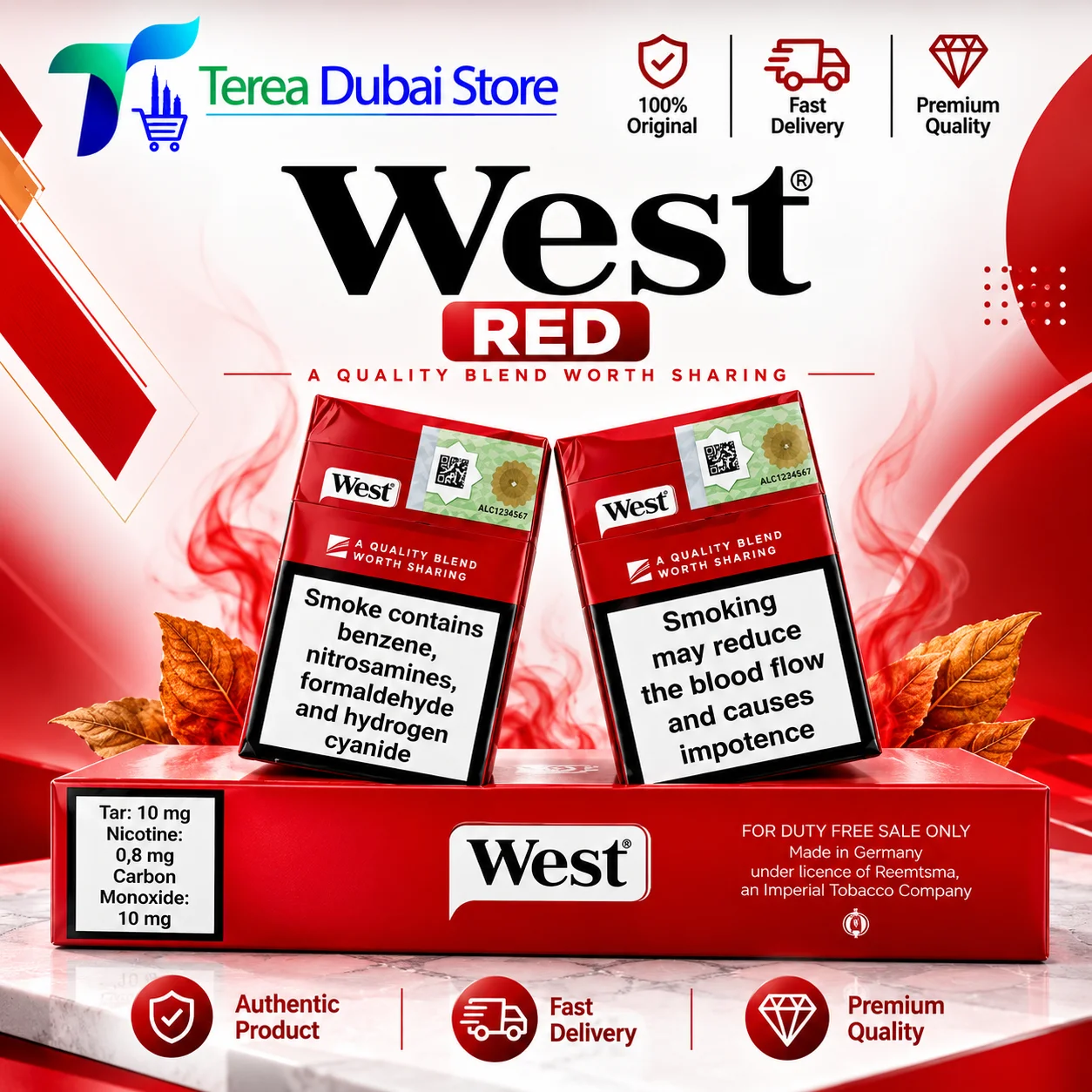 West Red Cigarettes Luxury Quality in Dubai UAE